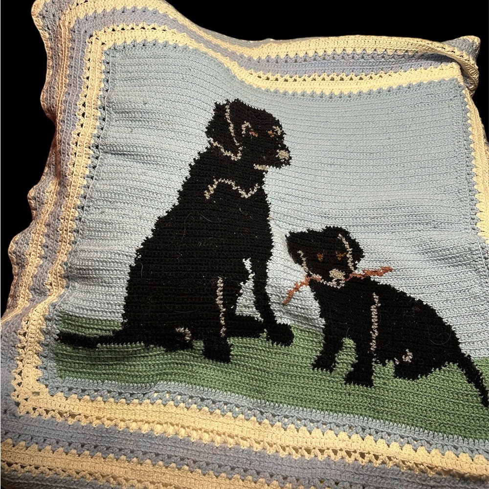 Black Labrador Crochet Throw 36” Handmade